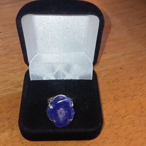 Geode Agate Ring Set In Sterling Silver Band 6.5